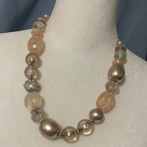 NY Collection Baby Pink  and Silver Beaded Necklace